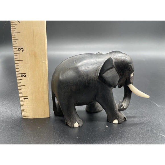 Hand Carved Wooden Elephant Family Mama And Babies Set Of 3 Vintage Elephants - Picture 11 of 15